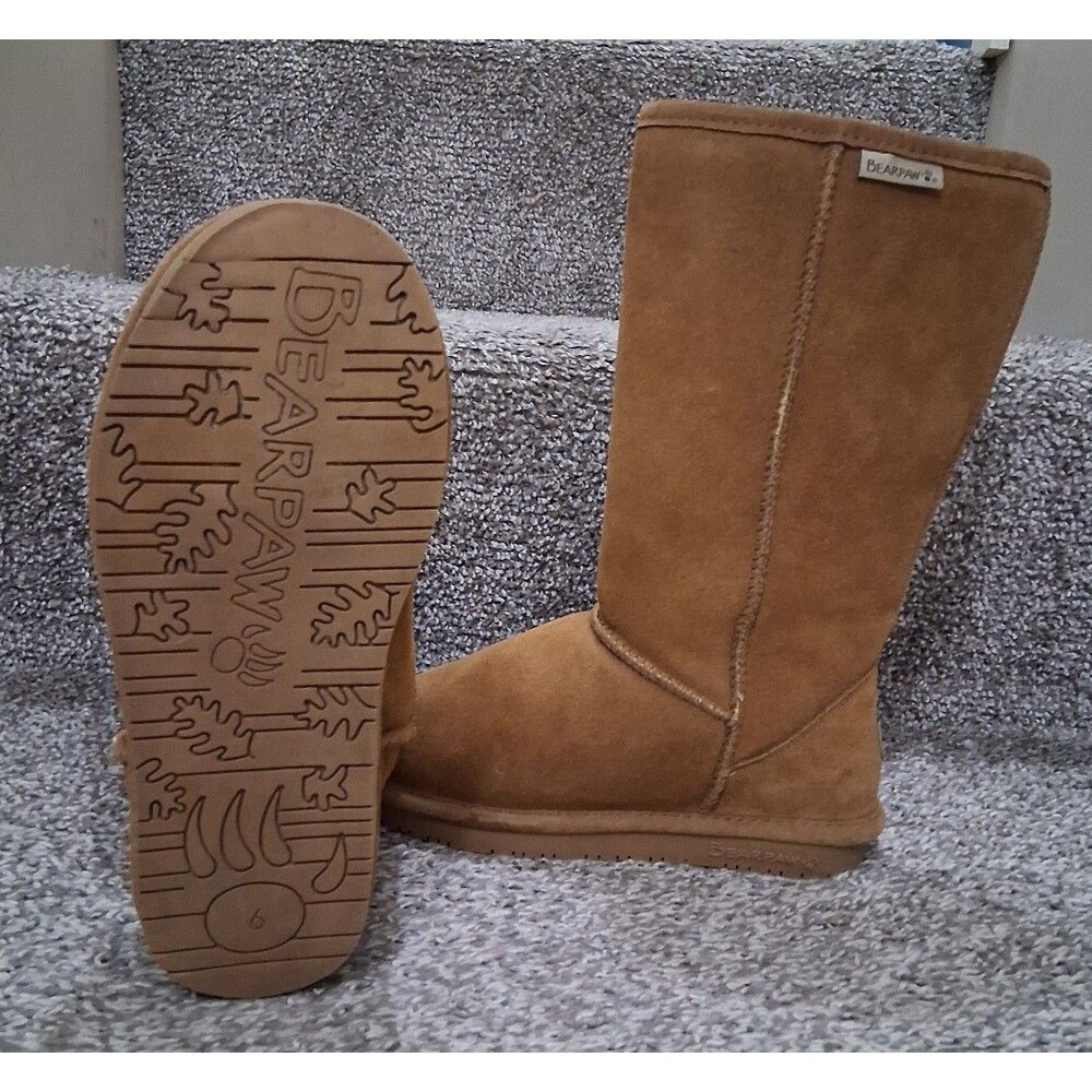 Women's BEARPAW Emma Tall Suede Winter Boots in Hickory, Size 6